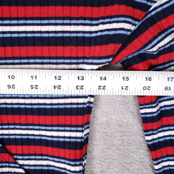 Free People Always With Me Faux Wrap Long Sleeve Tee S Red Blue White - Picture 4 of 9